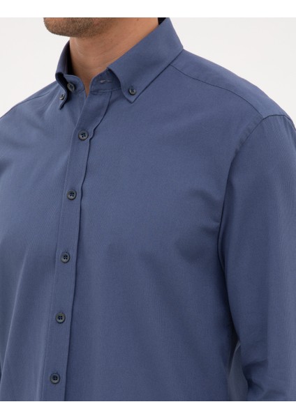 Erkek Indigo Regular Fit Uzun Kollu Gömlek 50311308-VR028