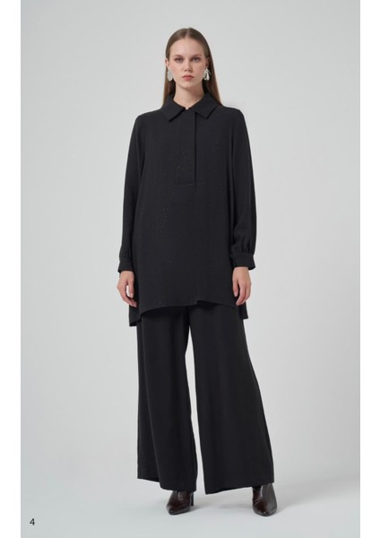 1019 Serpme Taşlı Tunik Pantolon Takım