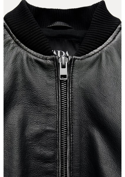 Allbucks Zara, %100 Deri Oversize Bomber Mont Ceket ABZRA0807 fırsatları