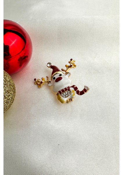 Yılbaşı Özel Boynuz Detay Taşlı Kardan Adam Broş (3cm) indirimleri