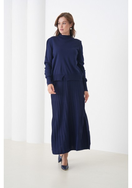 Kadın Pileli Etek Kazağı V Tasarım Tesettüre Uygun Örgü Triko Etek Kazak Takım fiyatları