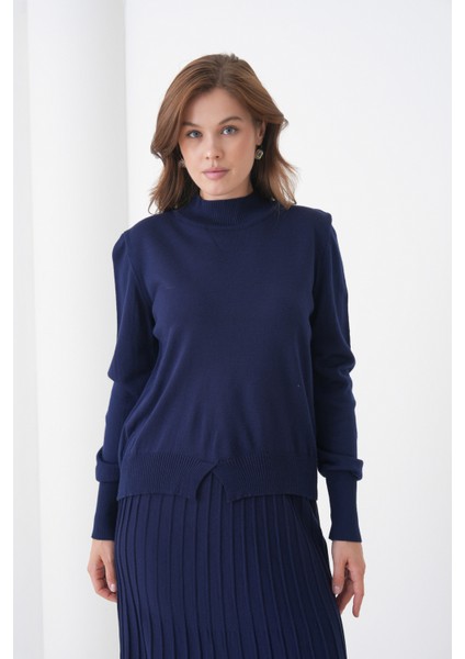 Kadın Pileli Etek Kazağı V Tasarım Tesettüre Uygun Örgü Triko Etek Kazak Takım fırsatları