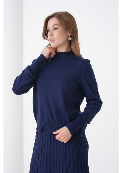 Kadın Pileli Etek Kazağı V Tasarım Tesettüre Uygun Örgü Triko Etek Kazak Takım indirimleri