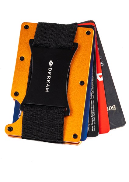 Derkam Minimalist Cüzdan & Kartlık - Erkek Kartlık | RFID Korumalı Alüminyum Kartlık | T-Oranj modelleri