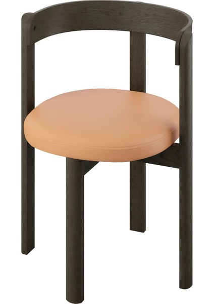 Stockholm 2025 Döşemeli Ahşap Sandalye Koyu Kahve Deri