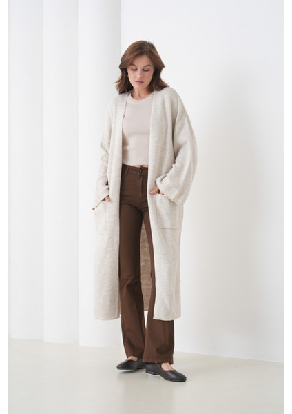 Kadın Tesettüre Uygun Maxi Boy Uzun Kol Cepli Spor Şık Triko Ceket fiyatları