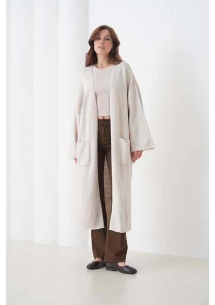 Kadın Tesettüre Uygun Maxi Boy Uzun Kol Cepli Spor Şık Triko Ceket fırsatları