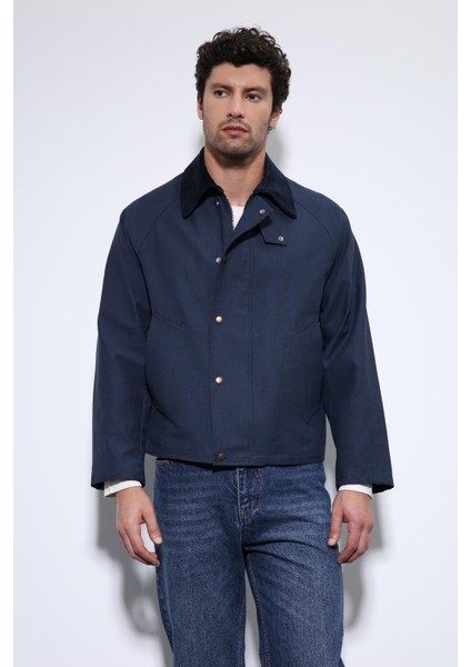 Lacivert Kontrast Yaka Erkek Ceket modelleri