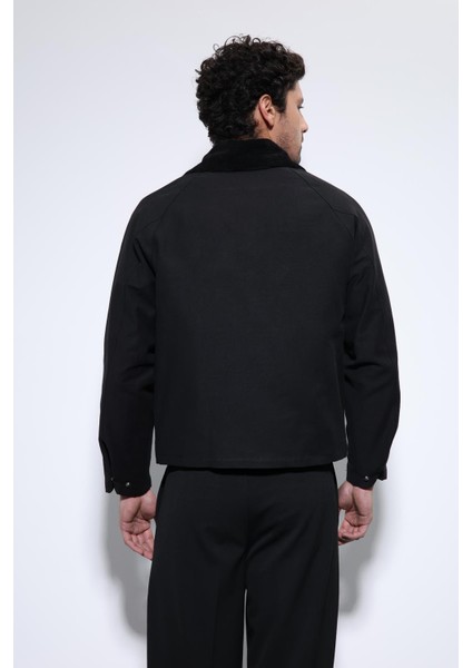 Siyah Kontrast Yaka Erkek Ceket indirimleri