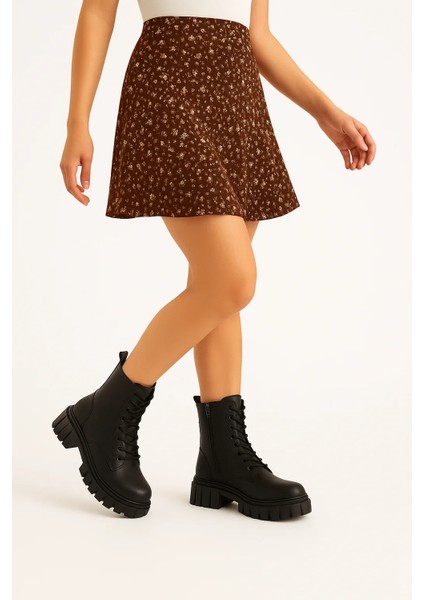 Kaymaz Taban Fermuarlı İçi Kürklü Su Geçirmez Kadın Bot