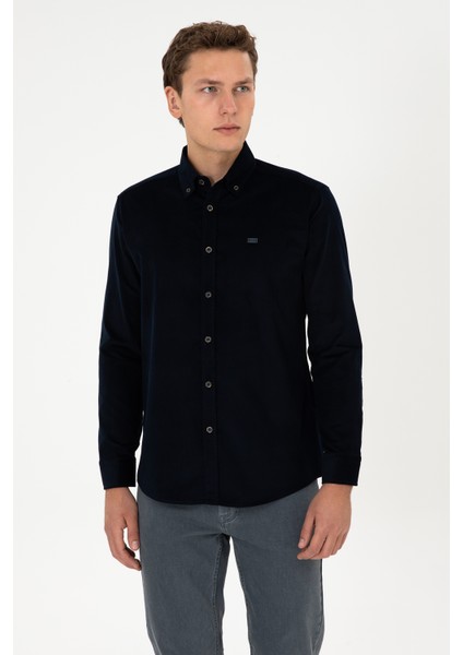 Erkek Lacivert Gömlek Desenli 50315915-VR033