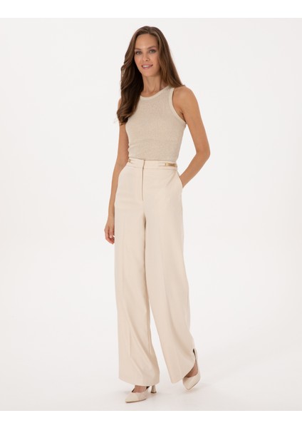 Kadın Ekru Ex. Slim Fit Örme Bluz 50309145-VR019 fırsatları