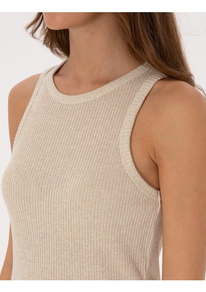 Kadın Ekru Ex. Slim Fit Örme Bluz 50309145-VR019