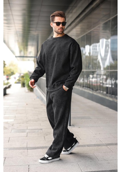 Siyah Bisiklet Yaka Batik Desenli Erkek Sweatshirt Pantolon Takım E7344 fiyatları