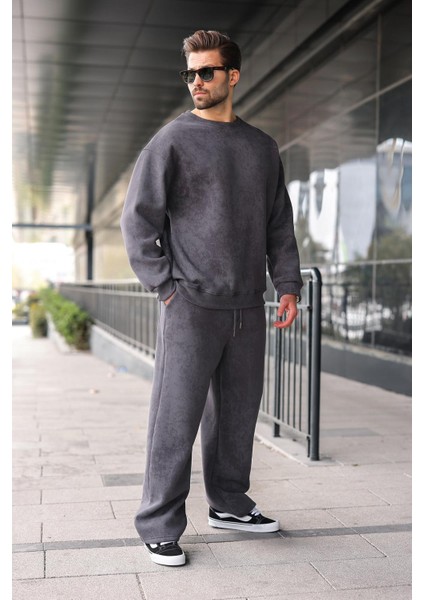 Füme Bisiklet Yaka Batik Desenli Erkek Sweatshirt Pantolon Takım E7344 fiyatları