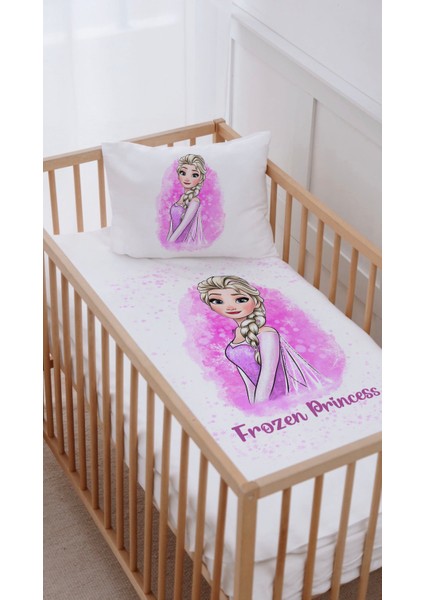 %100 Pamuk Anne Yanı Beşik Nevresim Takımı (60X100) Pembe Elsa