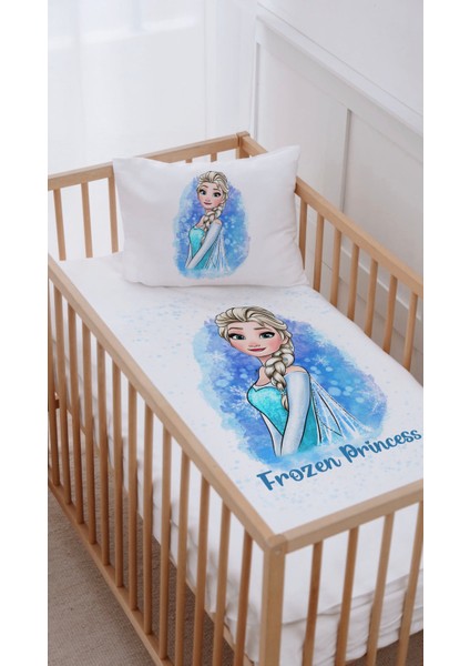 %100 Pamuk Anne Yanı Beşik Nevresim Takımı (60X100) Mavi Elsa