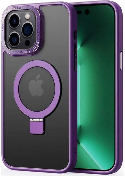 Apple iPhone 14 Pro Max Kılıf M-Safe Wireless Şarj Özellikli Standlı Zore Ting Kapak