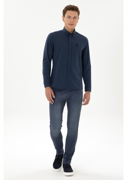Erkek Lacivert Gömlek Desenli 50308522-VR033 fırsatları