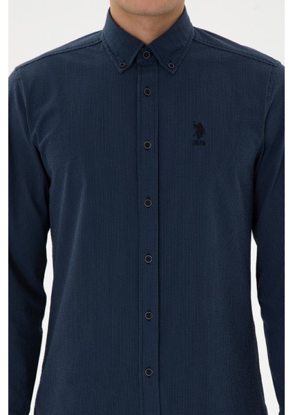 Erkek Lacivert Gömlek Desenli 50308522-VR033