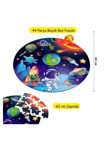 3D Galaksimiz Ahşap Puzzle Büyük Boy 44 Parça modelleri