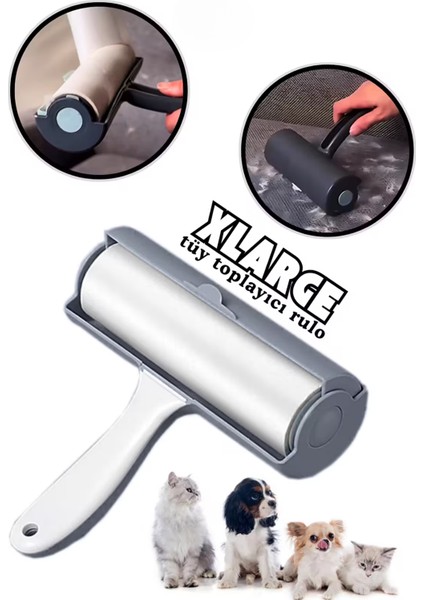 Yapışkanlı Tüy Toplayıcı Rulo x Large Büyük Boy 2+1 Yedek Rulo (Kedi - Köpek Tüy Toplayıcı)