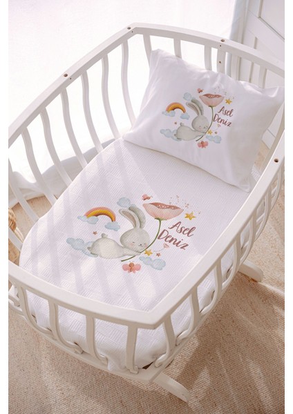 Isme Özel 70X120 Park Yatak ve Anne Yanı Pike Seti Tavşan