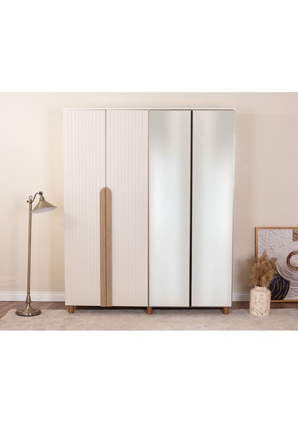 İtra 4 Kapaklı Gardırop – Krem Gövde, Krem Lake Aynalı Kapak fiyatları