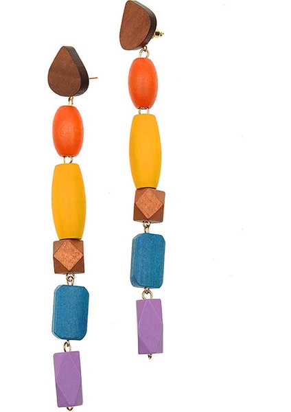 Renkli Ahşap Küpe Standart Renk Y1986309_089