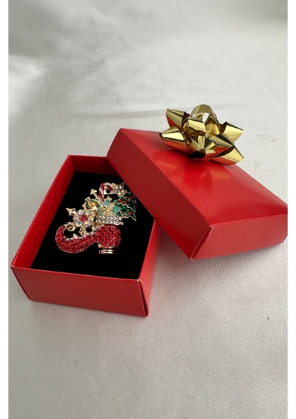 Yılbaşı Özel Çam Ağacı Detay Taş Süslemeli Ayakkabı Broş (5cm) fırsatları