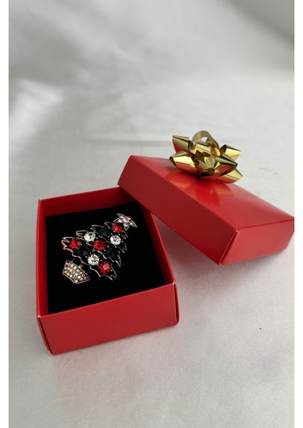 Yılbaşı Özel Eskitme Yıldız Detay Taşlı Çam Ağacı Broş (5cm) fırsatları