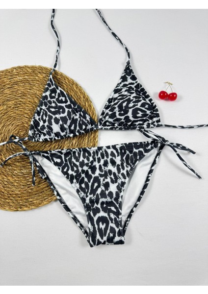 Kadın Üçgen Bikini Takım Likralı Esnek Yandan Boyundan Bağlamalı Şık Ipli