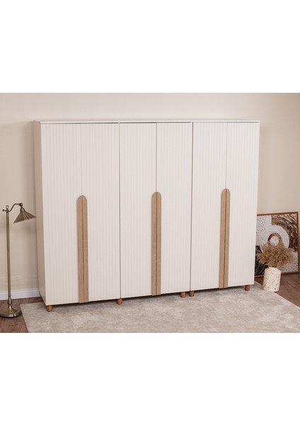 İtra 6 Kapaklı Gardırop – Krem Gövde, Krem Lake Kapak