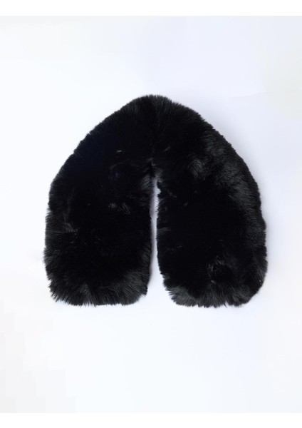 Siyah Kısa Peluş Atkı