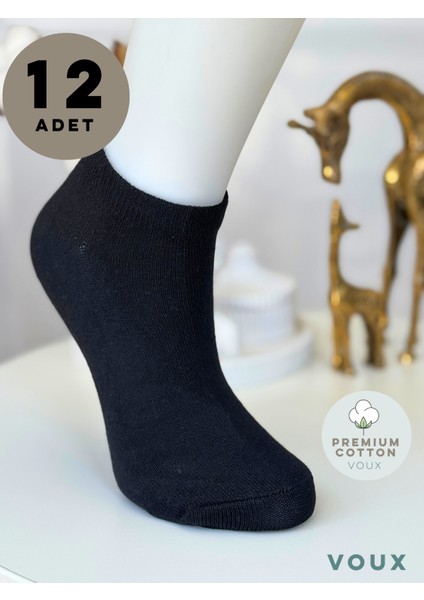 Pamuklu Siyah Erkek Sneaker Çorap 12 'li