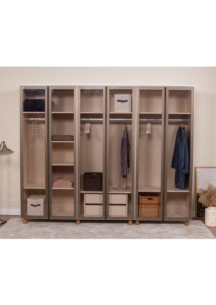 İtra 6 Kapaklı Gardırop – Krem Gövde, Camlı Kapak fiyatları