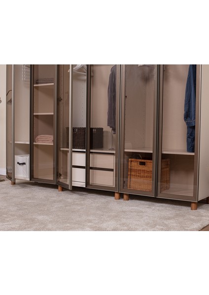 İtra 6 Kapaklı Gardırop – Krem Gövde, Camlı Kapak fırsatları