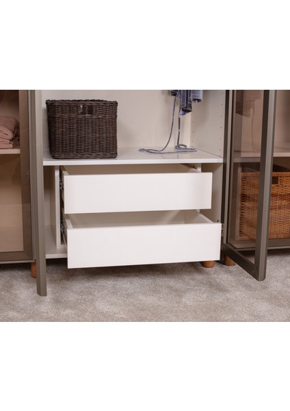 İtra 6 Kapaklı Gardırop – Krem Gövde, Camlı Kapak indirimleri