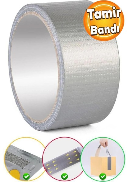 Gri Tamir Bandı 48 mm x 10 Metre Çok Amaçlı Duct Tape Takviye Bantları