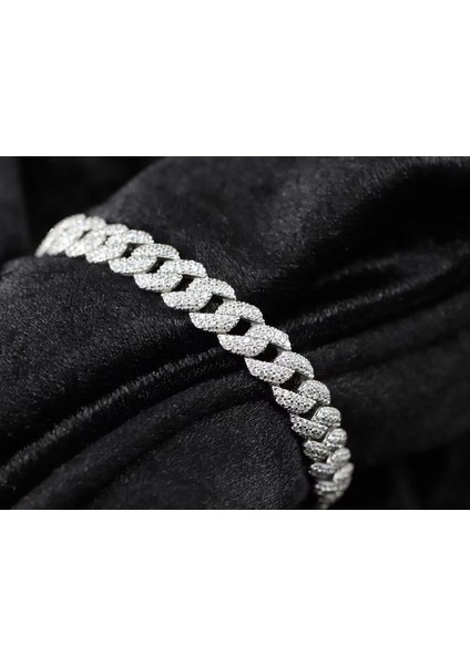 Küba Zincir Chain Bileklik 925 Ayar Gümüş Bileklik Rapçi Bilekliği, Moissanite Model Cz Bileklik fiyatları
