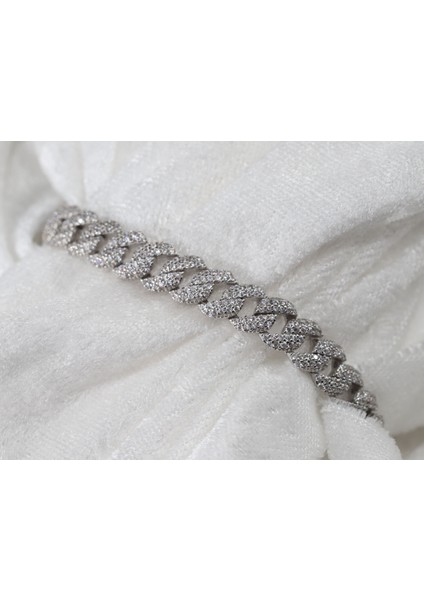 Küba Zincir Chain Bileklik 925 Ayar Gümüş Bileklik Rapçi Bilekliği, Moissanite Model Cz Bileklik modelleri