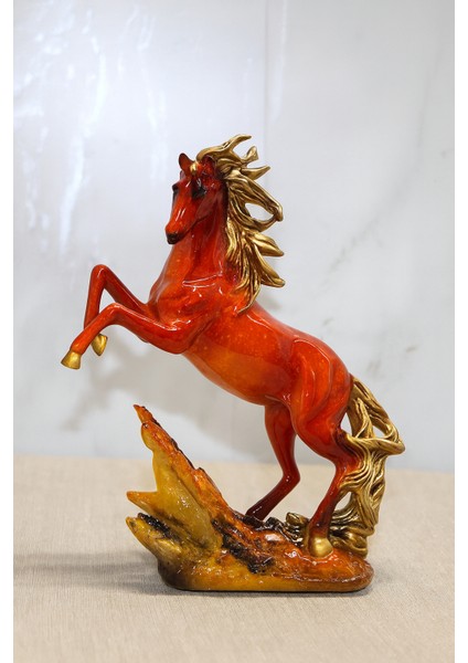 Polyester Gold Detaylı Şahlanmış At Figürü