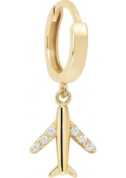 Altın Uçaklı Tek Küpe