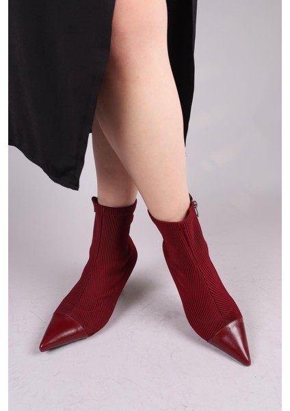 VİRREY Cilt Garnili Strech Topuklu Bot BORDO fırsatları