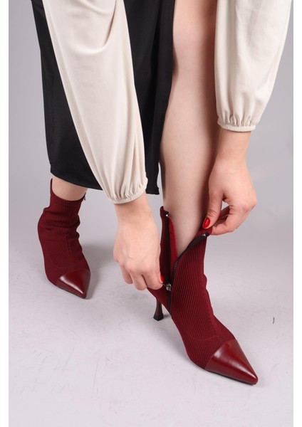 VİRREY Cilt Garnili Strech Topuklu Bot BORDO indirimleri