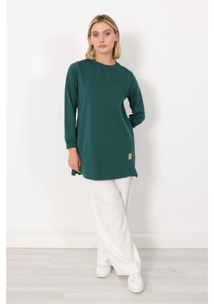 Basic Bisiklet Yaka Armalı Kısa Tunik