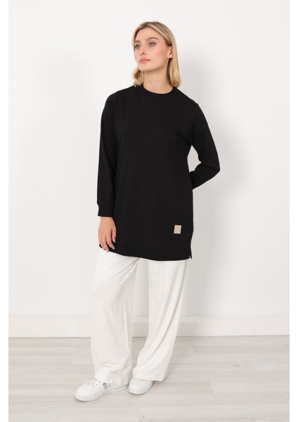 Basic Bisiklet Yaka Armalı Kısa Tunik