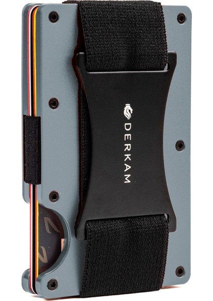 Derkam Minimalist Cüzdan & Kartlık - Erkek Kartlık | RFID Korumalı Alüminyum Kartlık | T-Gray