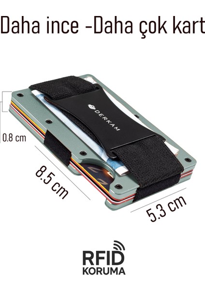 Derkam Minimalist Cüzdan & Kartlık - Erkek Kartlık | RFID Korumalı Alüminyum Kartlık | T-Gray fiyatları