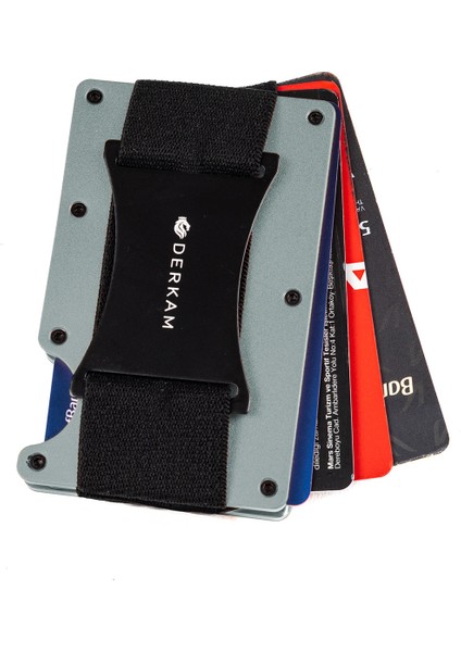 Derkam Minimalist Cüzdan & Kartlık - Erkek Kartlık | RFID Korumalı Alüminyum Kartlık | T-Gray modelleri